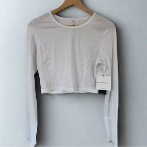 Beyond Yoga White / Sheer Long Sleeve Crop Top - Medium / NWT